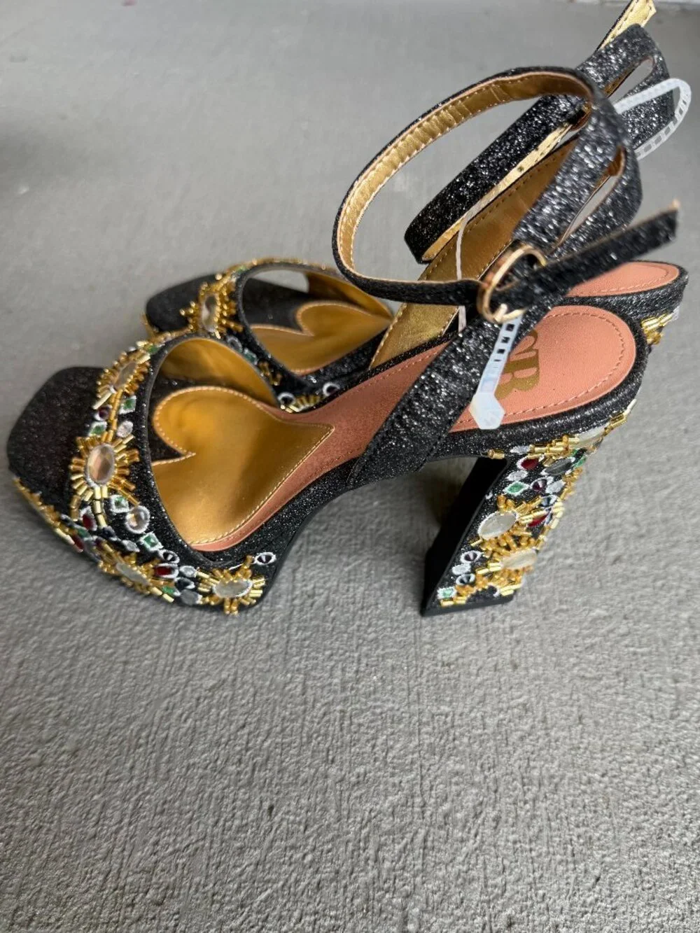 Gianni Bini Enchant-Ment Beaded Jewel Ornamented Platform Dress Sandals 8.5 NWOB - Picture 3 of 7